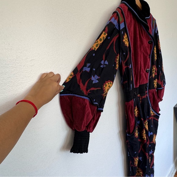 Jeanne Marc Vintage 80’s Luxury Colorful Floral Corduroy Long Sleeve Jumpsuit S - Picture 12 of 15